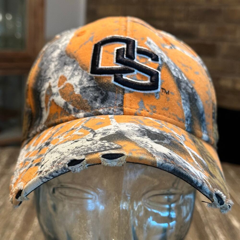 Oregon State Beavers Orange Camo Adjustable Hook Loop Strapback Hat Cap Distress